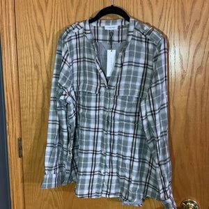 Calvin Klein grey flannel button up/tags